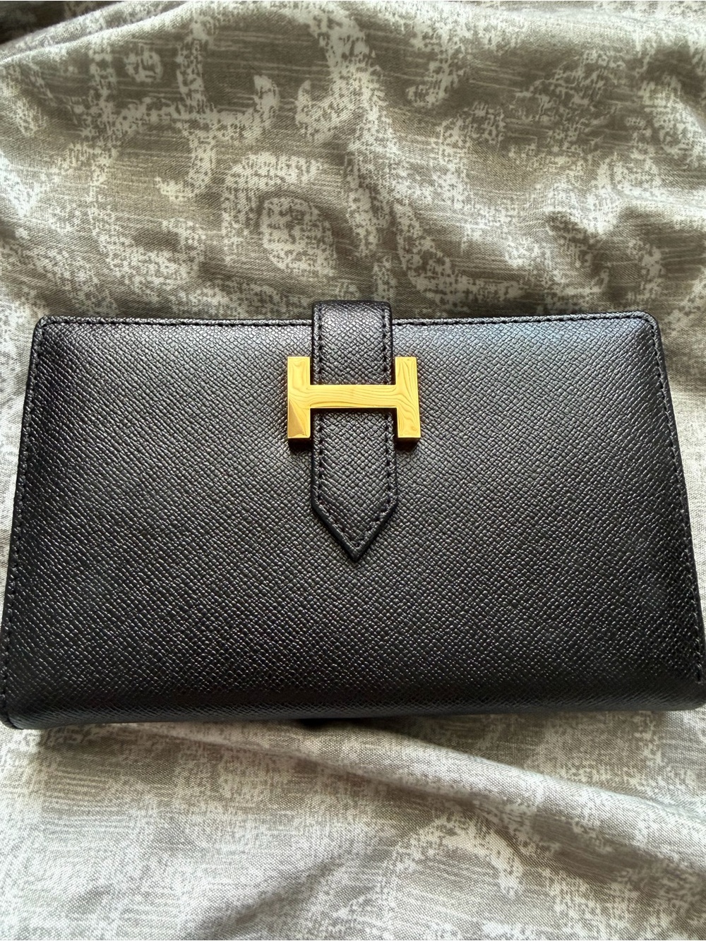 Hermes Black Epsom Calf Constance Wallet with Gold Hardware